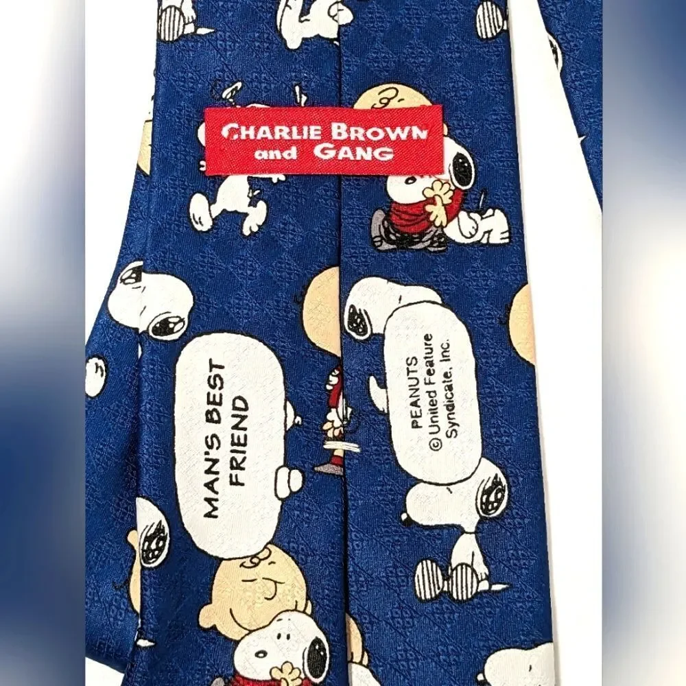 Charlie Brown And Gang  Charlie &. Snoopy Man's Best Friend Tie 100% Polyester - Picture 3 of 5